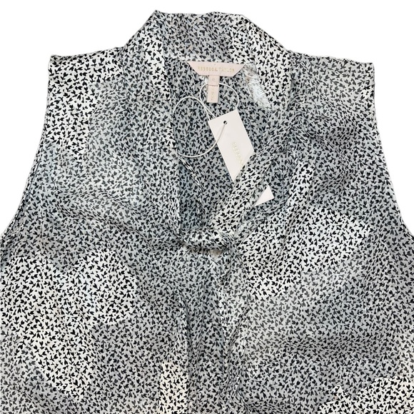 ⚡️SOLD⚡️Rebecca Taylor Silk Floral Sleeveless Tank Top Gray White Blouse - Picture 7 of 16